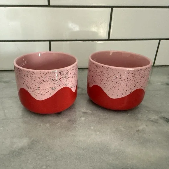 Starbucks Pink Sprinkle Drip Mug Set of 2 | Valentine's Day | 14 oz Ceramic Mugs - Picture 4 of 9